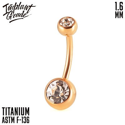 Банан Rose Gold 2 Gem Crystal 1.6 мм (14 G)